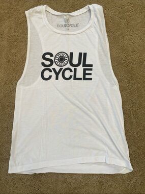 soulcycle White Tank with Black Logo